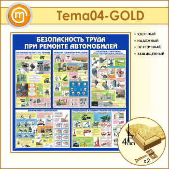 Стенд «Безопасность труда при ремонте автомобилей» (TM-04-GOLD)