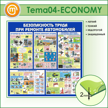 Стенд «Безопасность труда при ремонте автомобилей» (TM-04-ECONOMY)